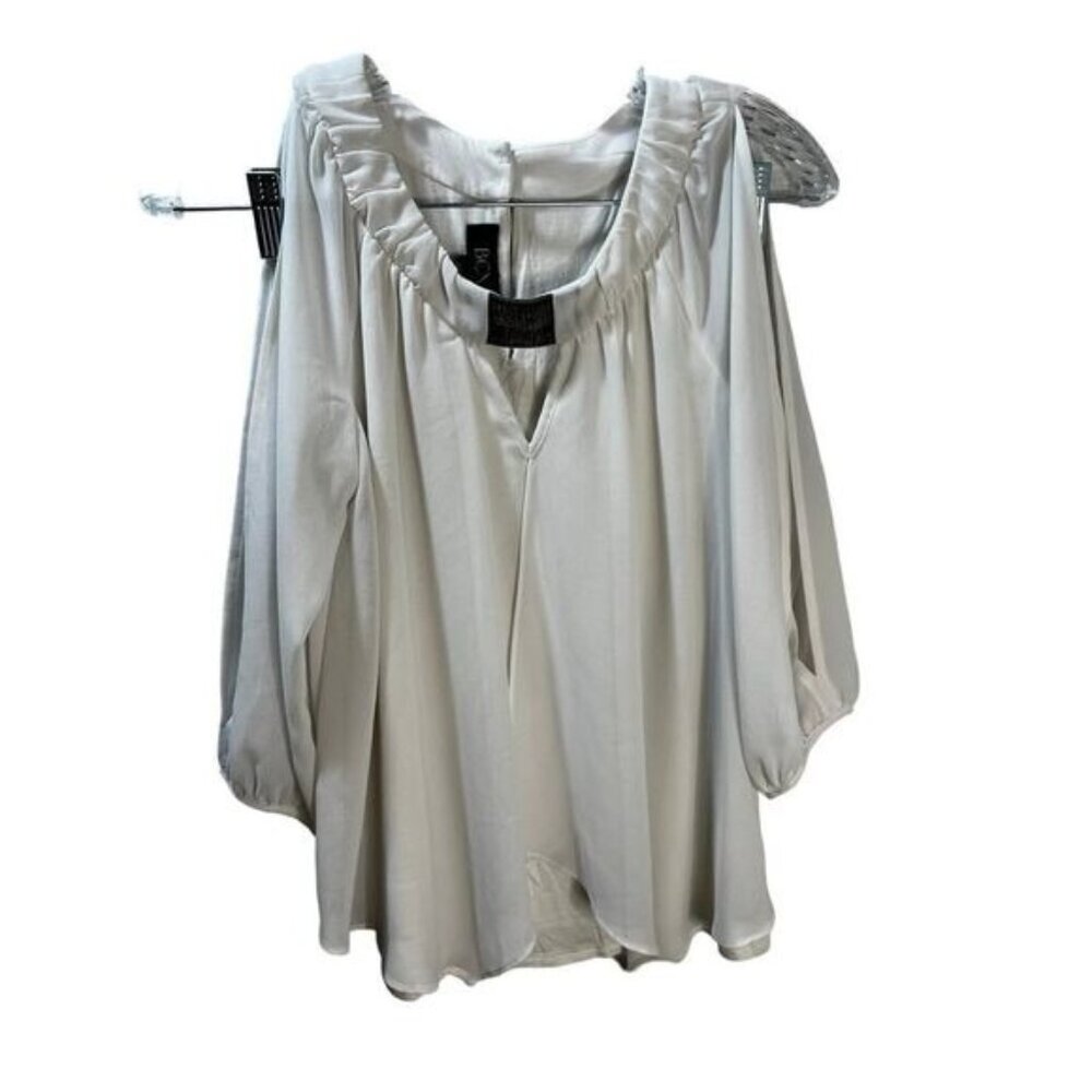 BCX Split Sleeve Blouse with Neckline Accent XS‎
